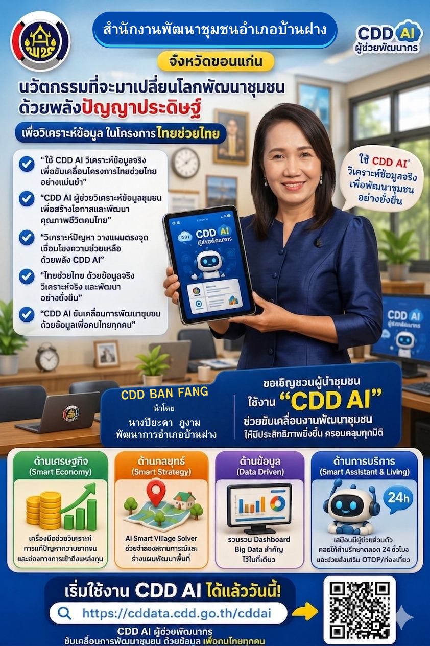 พช.บ้านฝาง : ร่วมประชาสัมพันธ์และเชิญชวนใช้งาน “CDD AI”